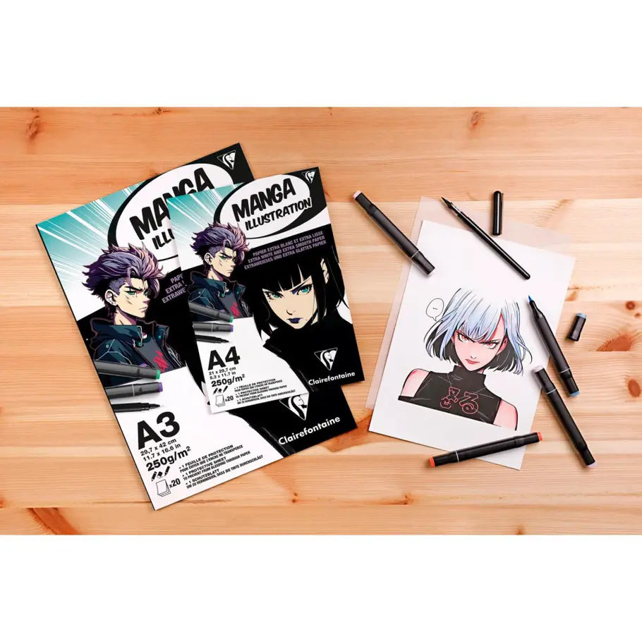 Manga A5 20 vel Wit glad papier 250gr Clairefontaine