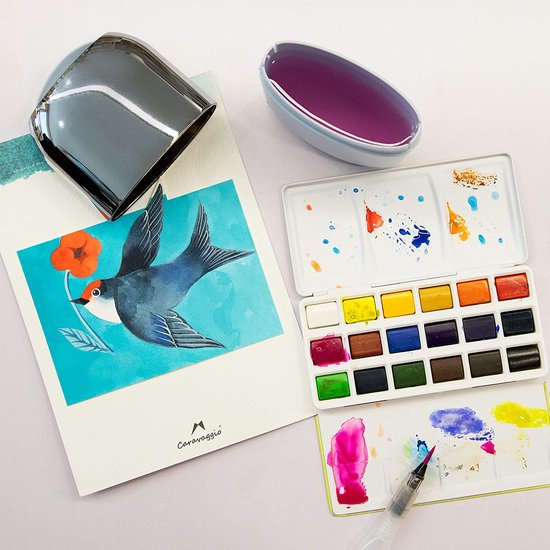 Miya HIMI Solid Aquarelverf Set 18 Kleuren in box groen