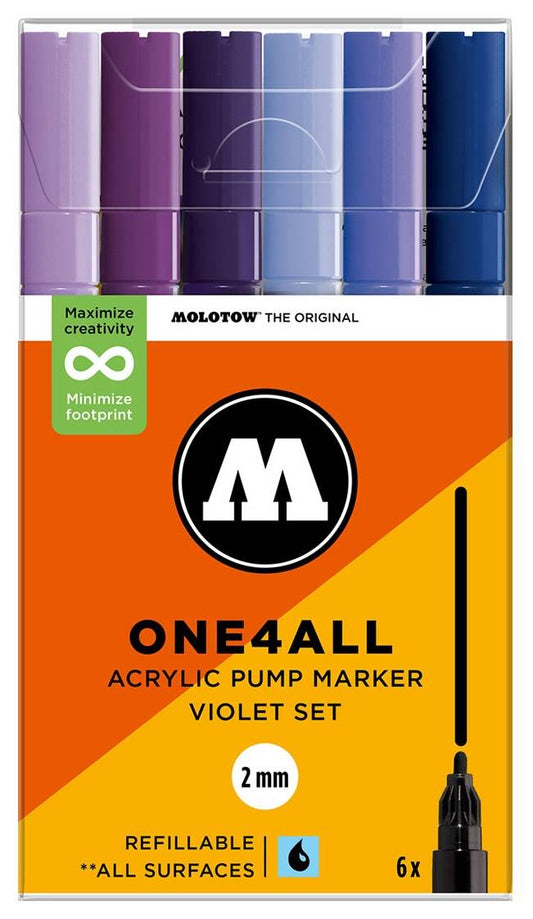 127HS Violet Set - 2mm (6x) Molotow One4All Acryl Marker