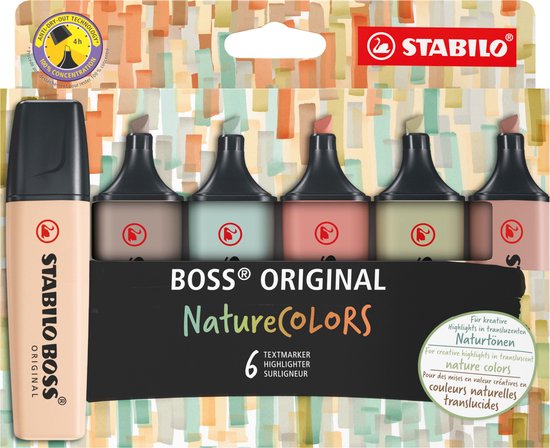 Markeerstiften, Naturecolors, Set 6 stuks, Stabilo