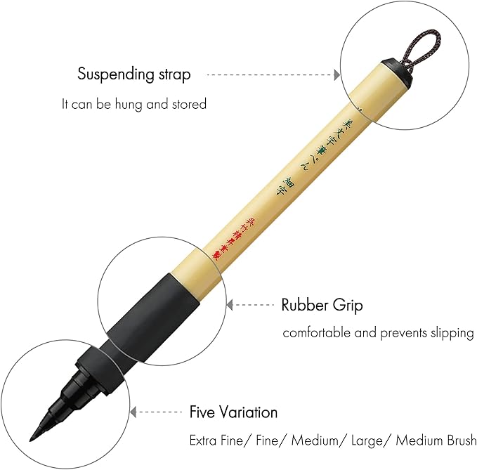 Kuretake Bimoji Fude Pen zwarte inkt, hard brush