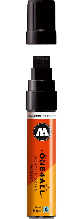 627HS 15mm GLOSSY BLACK Molotow One4All Acryl Marker