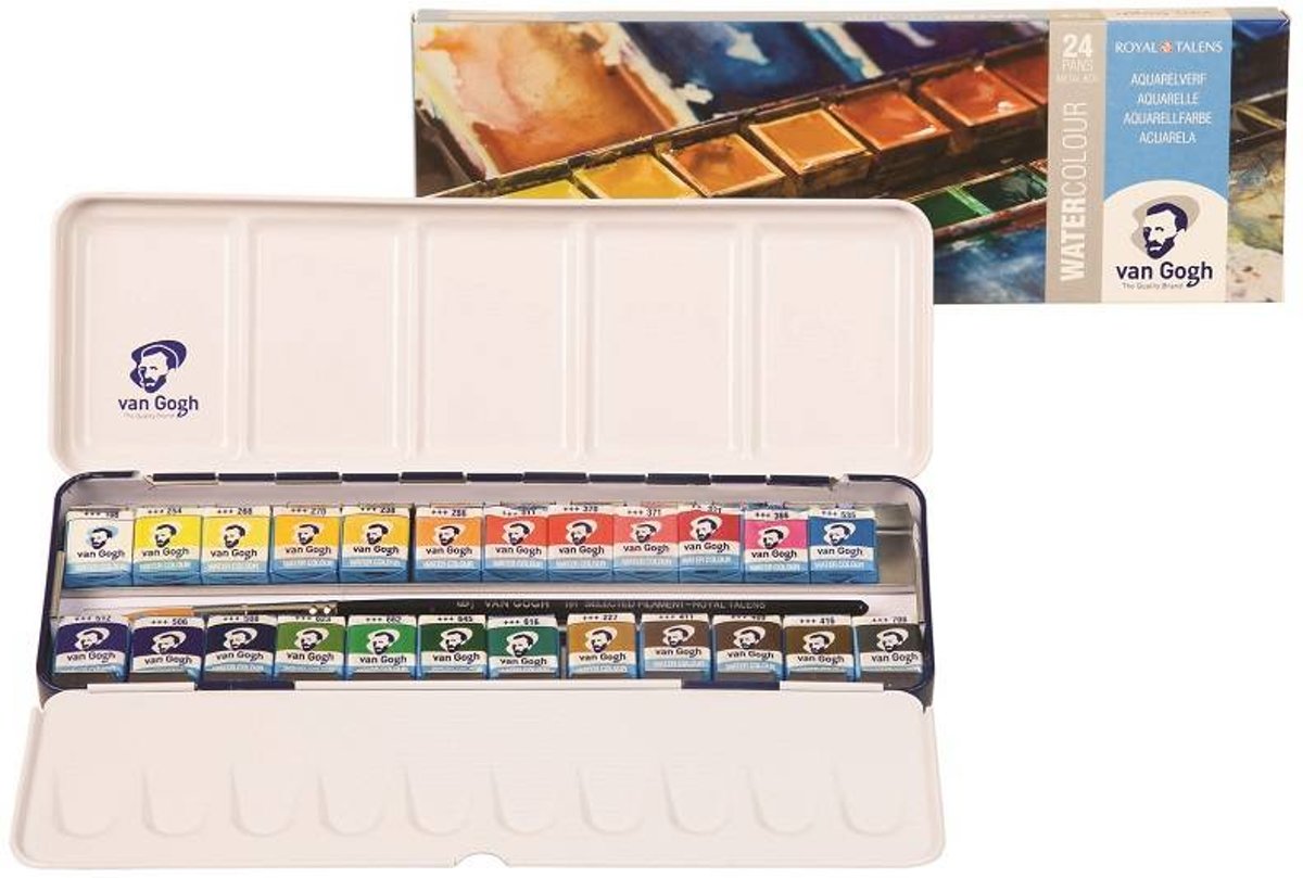 Van Gogh Waterverf set 24 napjes metalen blik Aquarelverf