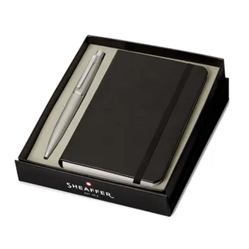 Balpen Giftset SHEAFFER VFM G9400 Silver nickel plated + A6 notebook