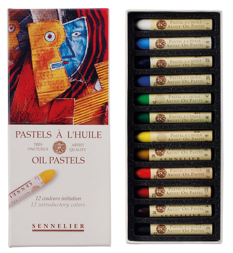 Set 12 "Initiatie"   kartonnen doos Oliepastels Sennelier