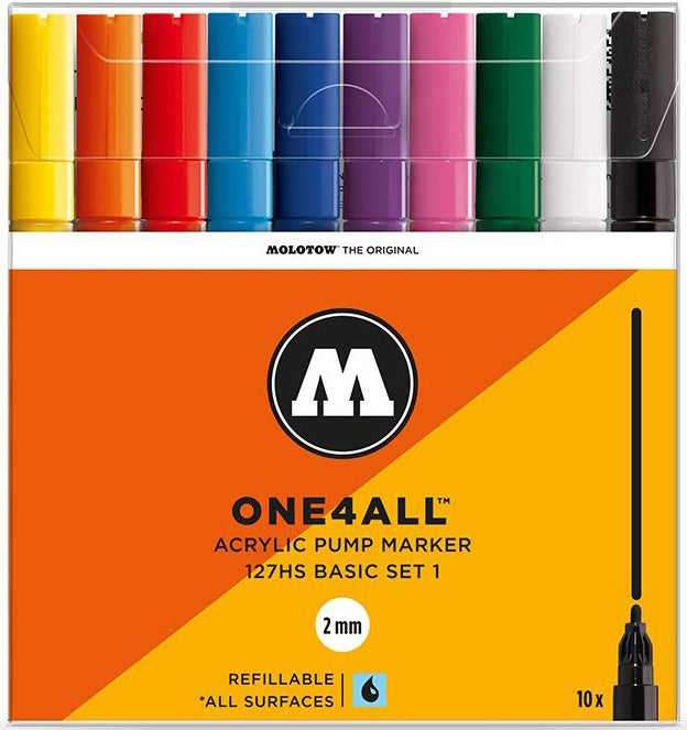 127HS Basic Set 1 - 2mm (10x) Molotow One4All Acryl Marker