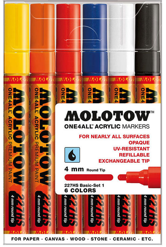 227HS Basic Set 1 - 4mm (6x) Molotow One4All Acryl Marker