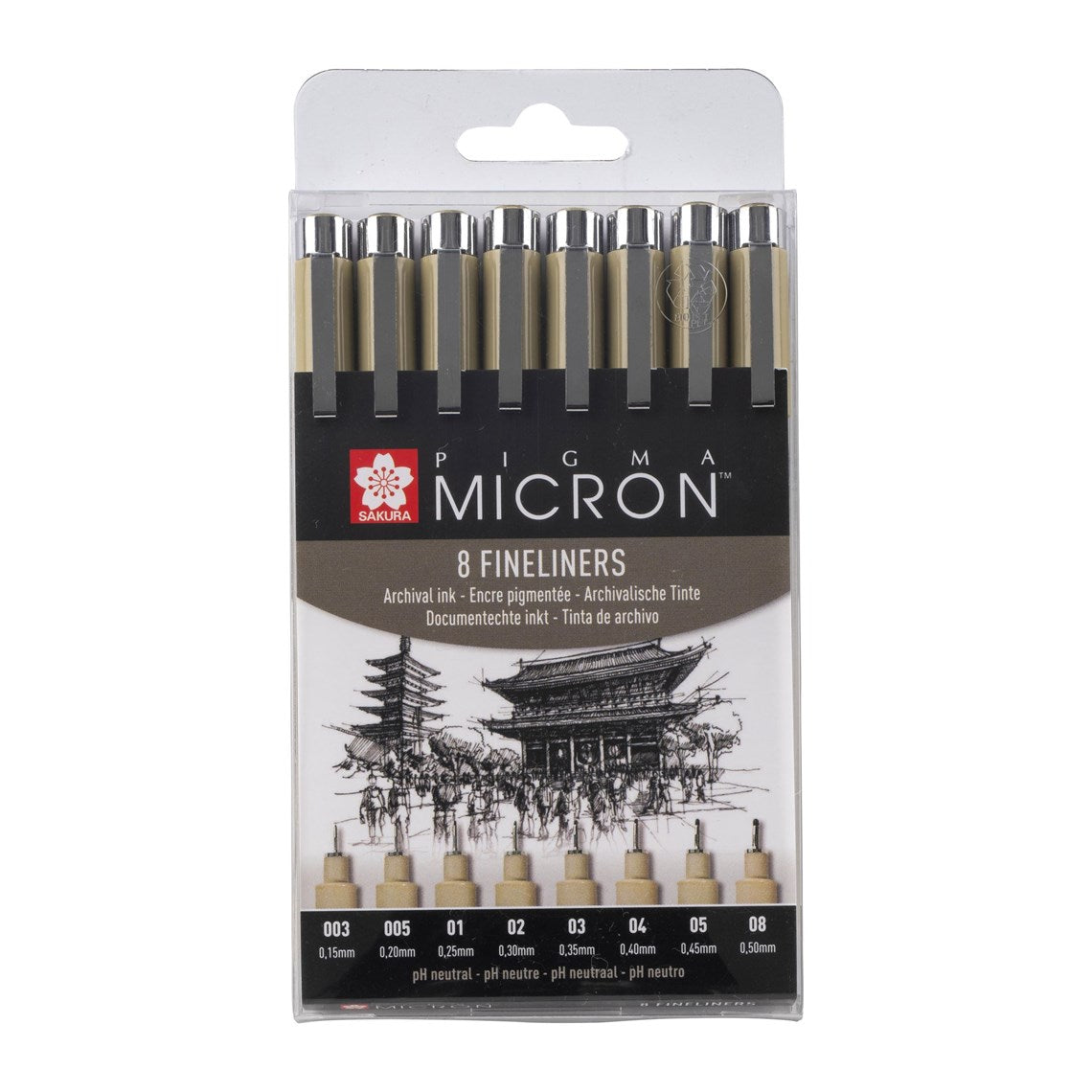 Pigma Micron 8 set Fineliners ZWART Sakura