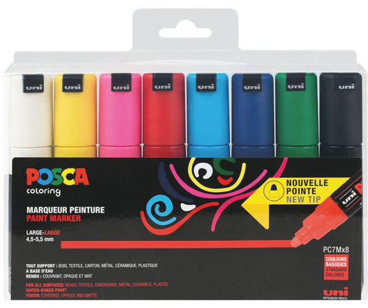 Posca PC7M/8A ass18 set 8 kleuren ronde punt verf stiften