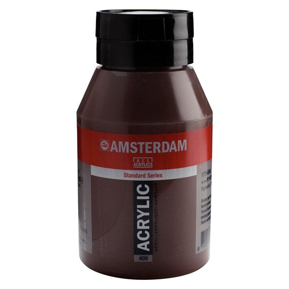 409  Omber Gebrand 1 liter Acryl 1000ml  pot Amsterdam