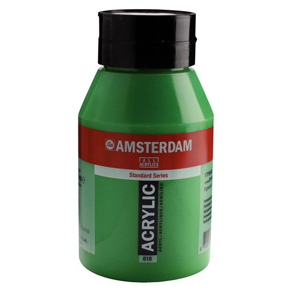 618 Permanent groen Licht 1 liter Acryl 1000ml  pot Amsterdam