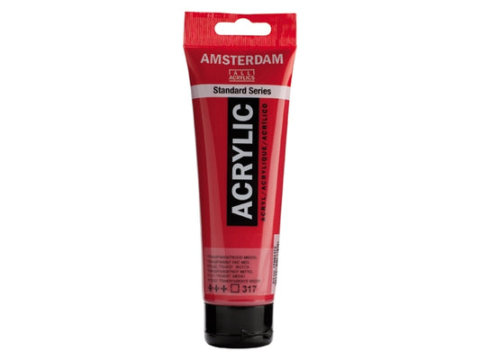 317 Transparant rood Middel 120 ml Tube Acrylverf Amsterdam