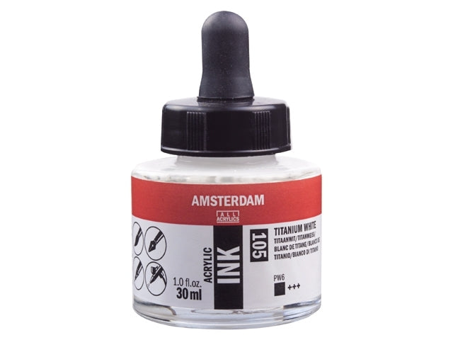 Titaanwit 105 Amsterdam Acryl Inkt 30 ml.