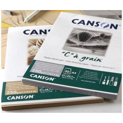 Canson C' a Grain Toned A3 Fijne korrel 250 gr. Tekenblok gelijmd 30 vel Grijs