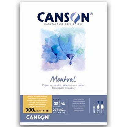 Aquarelpapier 300 gr. 24,2x29,7cm(A3) Jumbo Blok 30 vel! Canson type: Montval