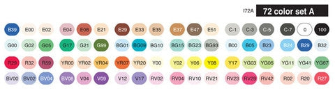 Copic Ciao set, 72 kleuren set A