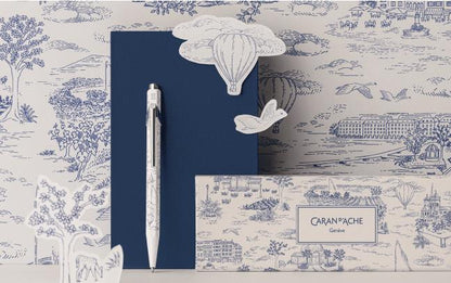 Limited Edition set BallPoint + Mechanish Potlood Caran D'ache 849 Toile de Jouy wit en blauw