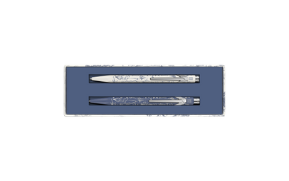Limited Edition set BallPoint + Mechanish Potlood Caran D'ache 849 Toile de Jouy wit en blauw