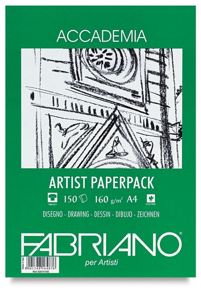 Tekenpapier Pak A3 160GR.75 vel groene verpakking Fabriano Accademia