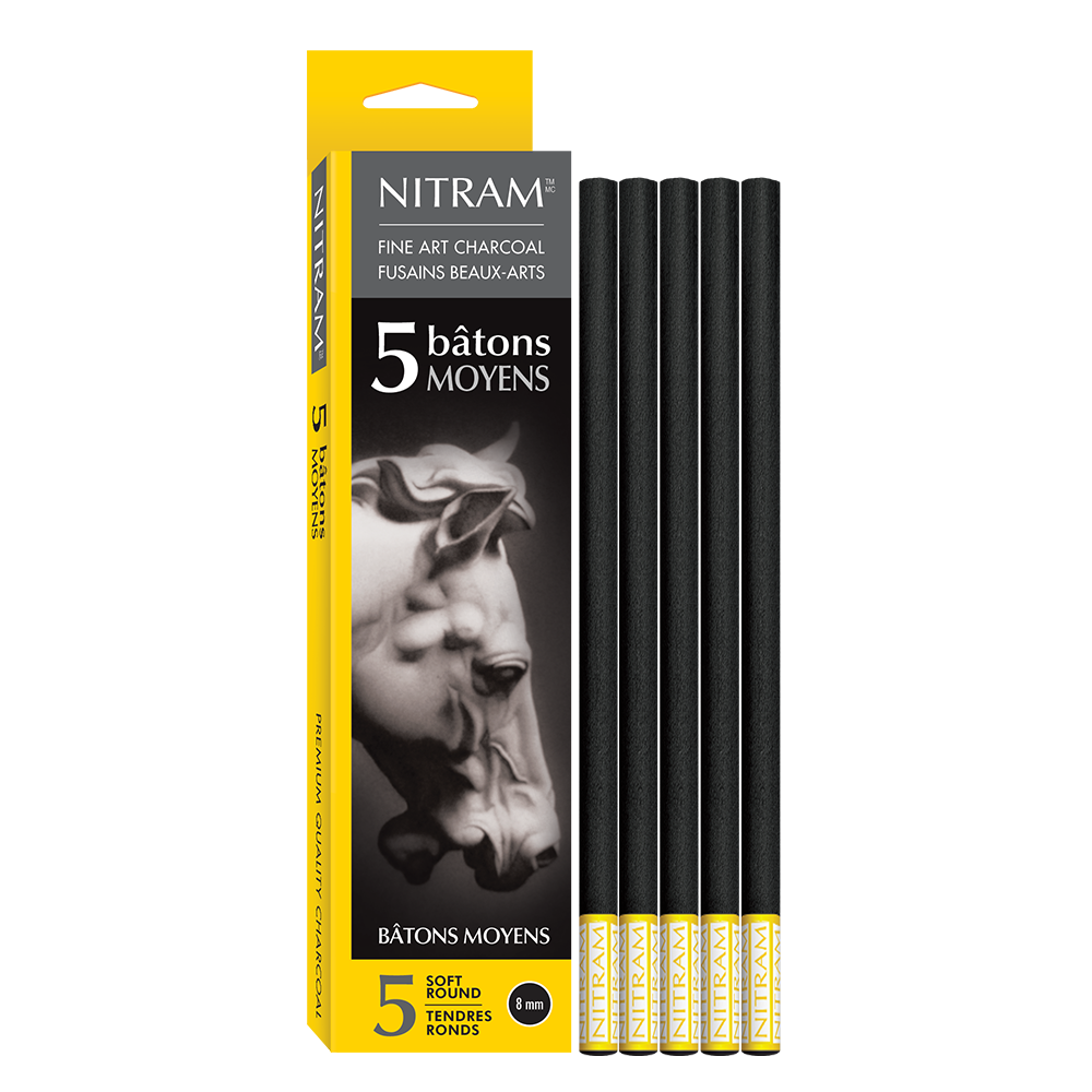 Charcoal (Houtskool) rond 8 mm Nitram Fine Art