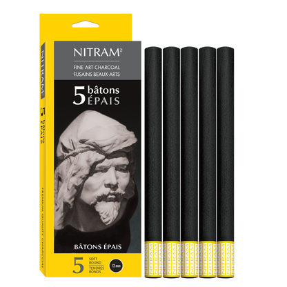 Charcoal(Houtskool) rond 12 mm Nitram Fine Art