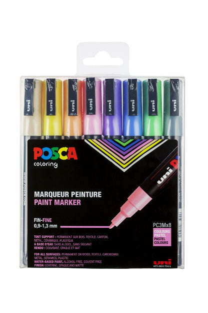 Posca PC3M/8A set medium dunne punt Pastel  verf stiften