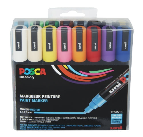 Posca PC5M/16 set medium puntverf stiften