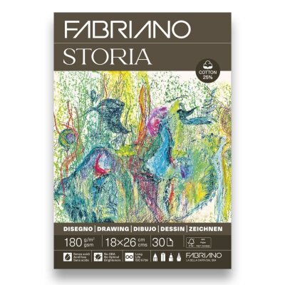 Fabriano Storia tekenpapier 12.5x18 cm 180 g/m2 25% katoen 30 vel