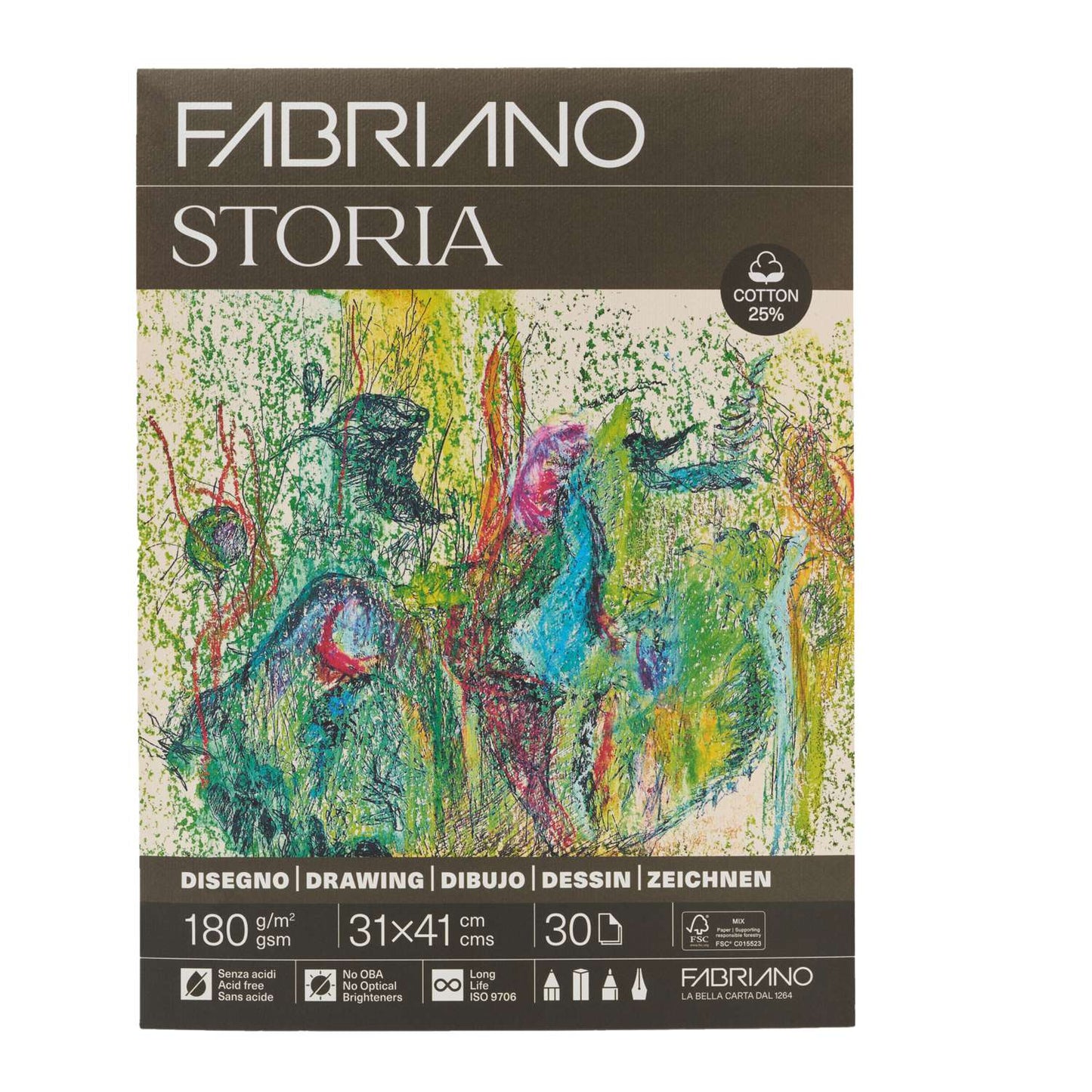 Fabriano Storia tekenpapier 12.5x18 cm 180 g/m2 25% katoen 30 vel