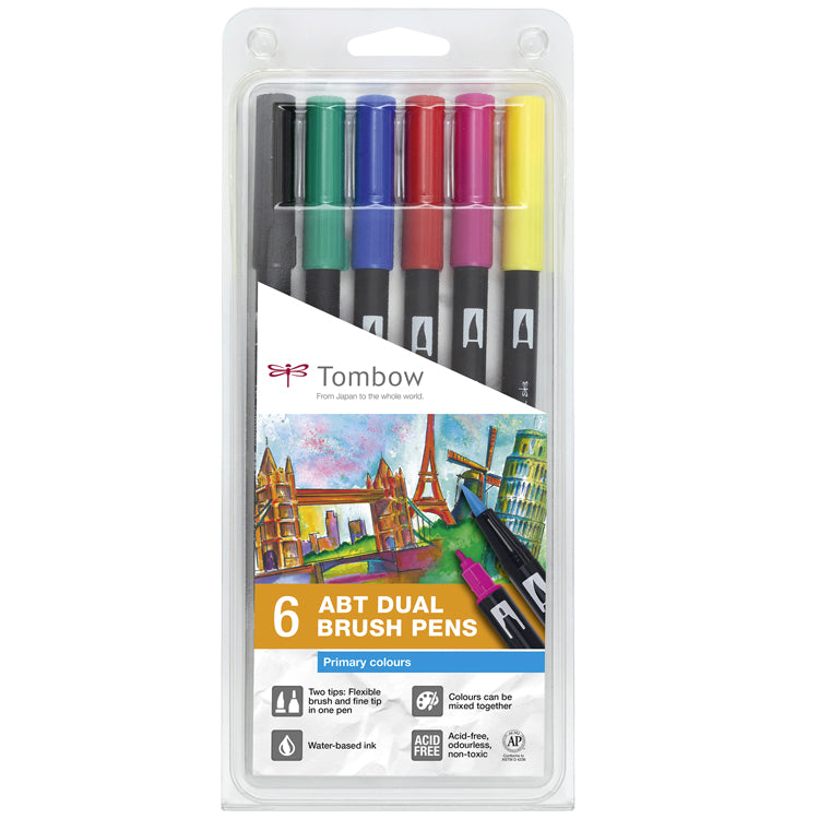 Tombow Dual Brush Set 6 Primary