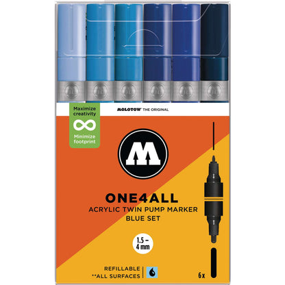 Twin Marker Blue Set (6x) One4All Molotow Acryl Marker