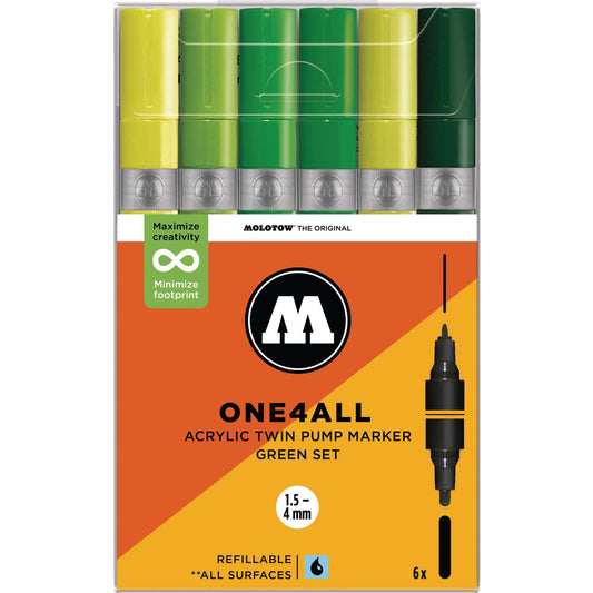 Twin Marker Green Set (6x) One4All Molotow Acryl Marker