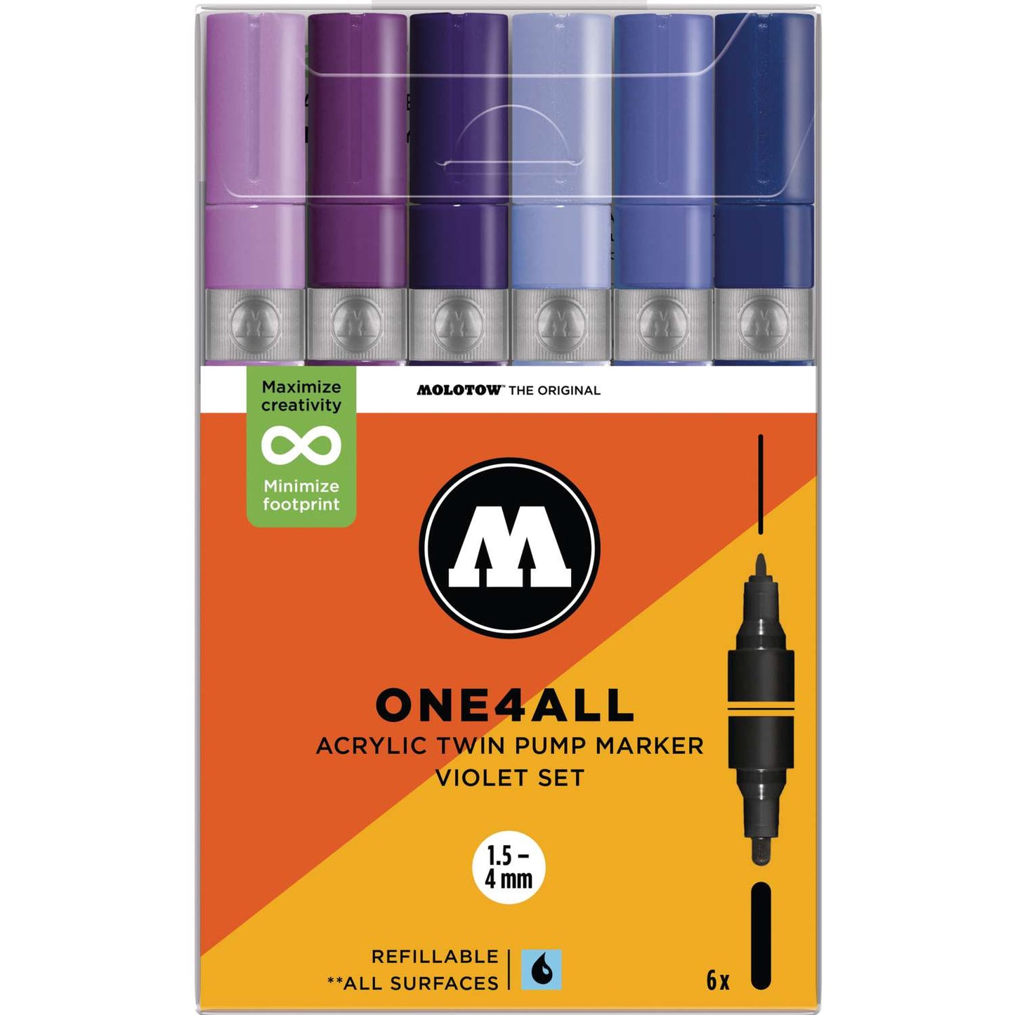 Twin Marker Violet Set (6x) One4All Molotow Acryl Marker